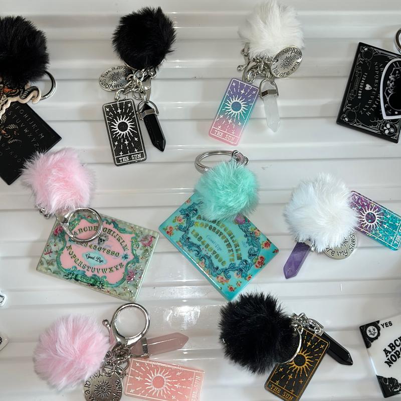 Phone straps & Keychains with crystals, ouija boards & pompoms 1