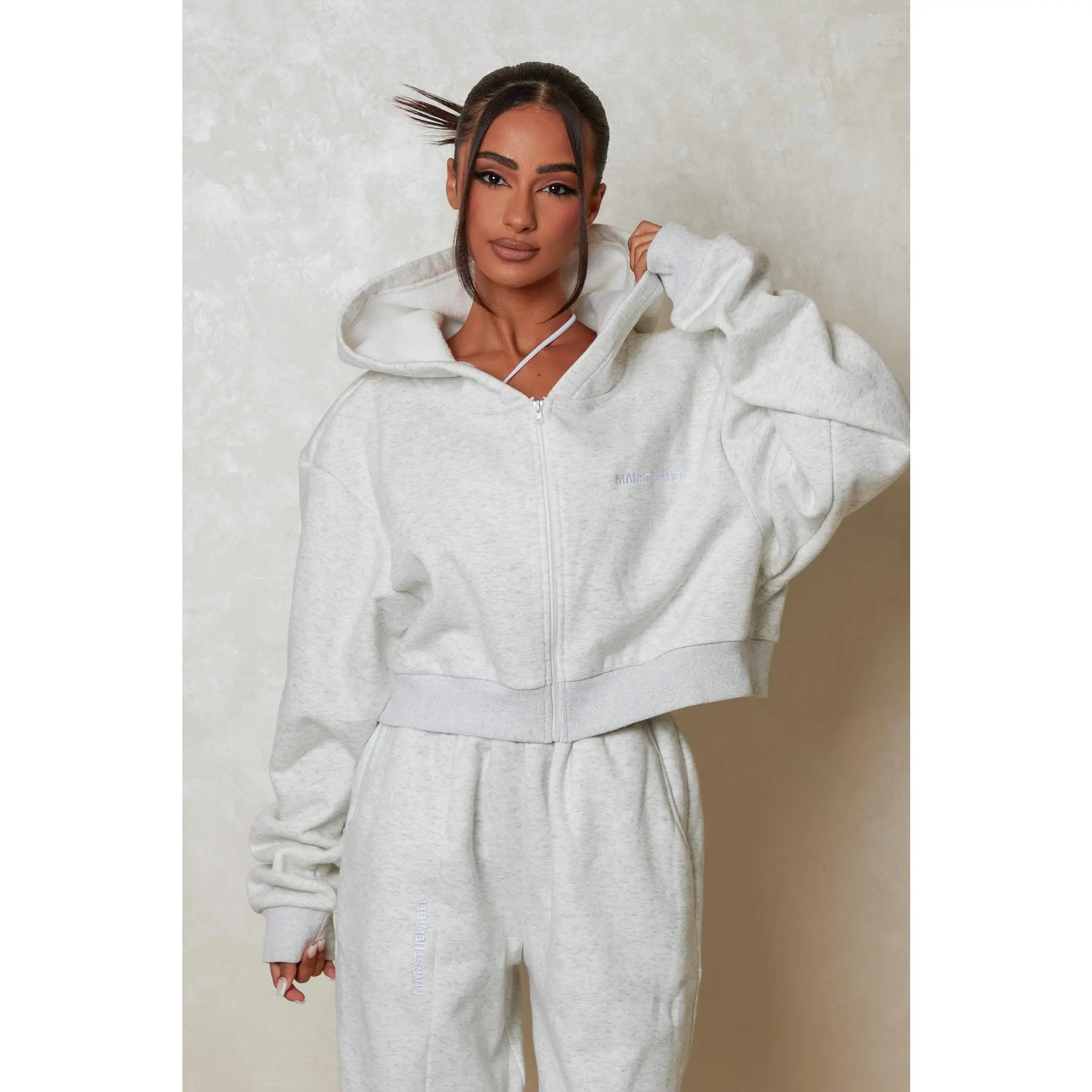 The Essentials Cropped Jacket - Marl Grey