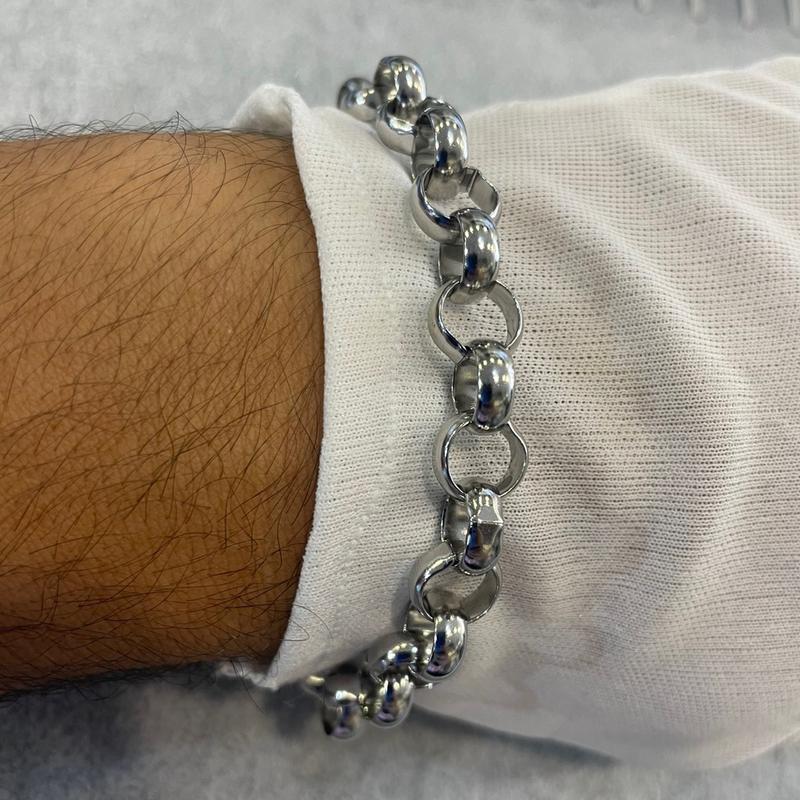 Stainless steel silver plated belcher bracelet 3