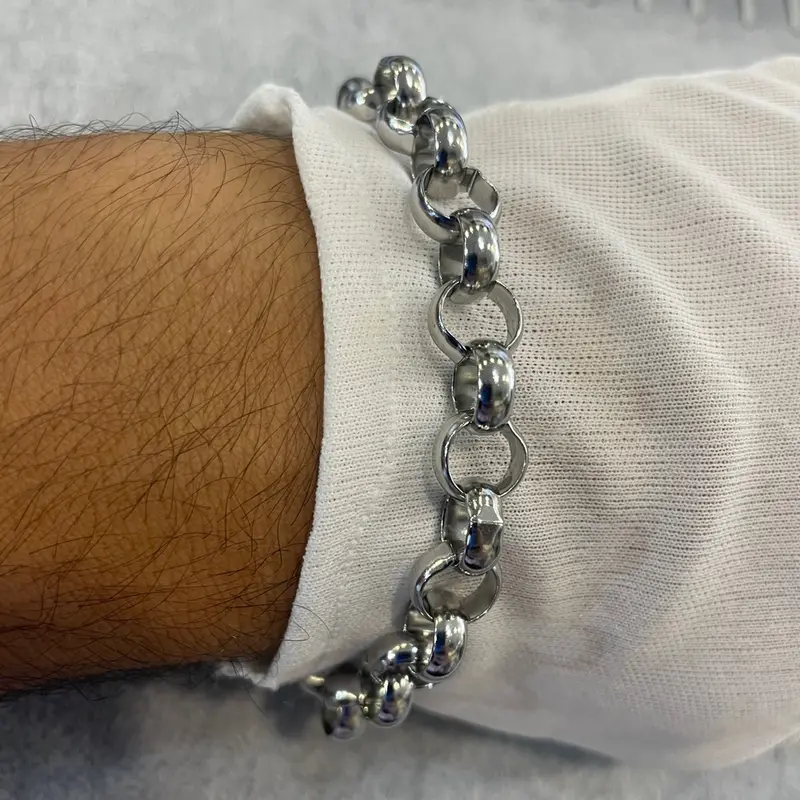 Stainless steel silver plated belcher bracelet 3