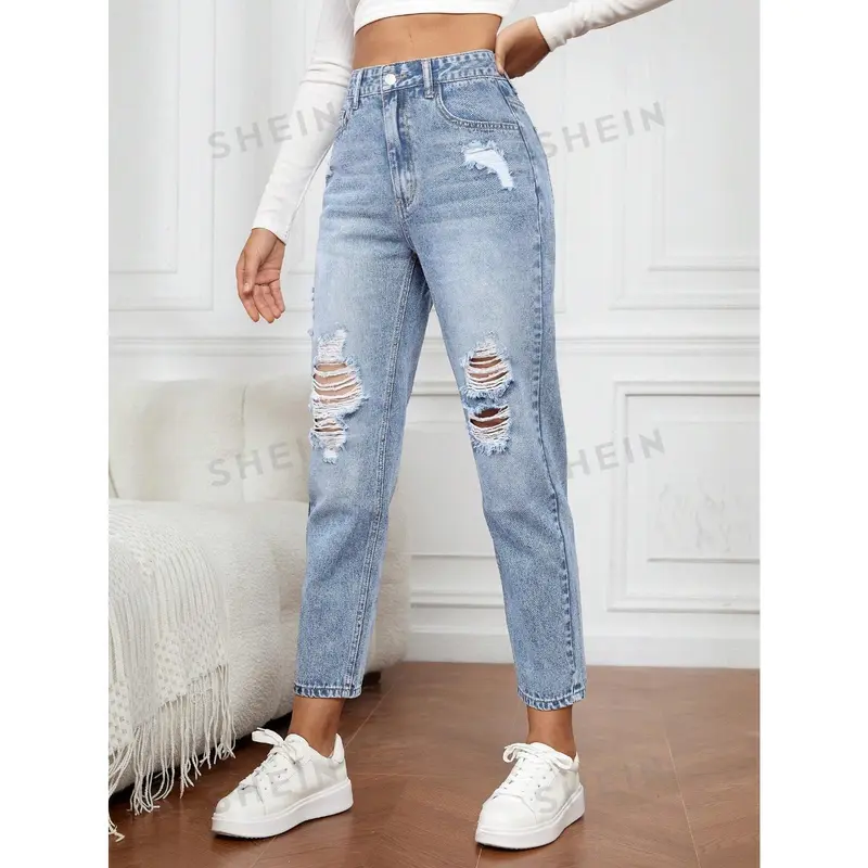 EZwear Ripped Mom Fit Jeans 3