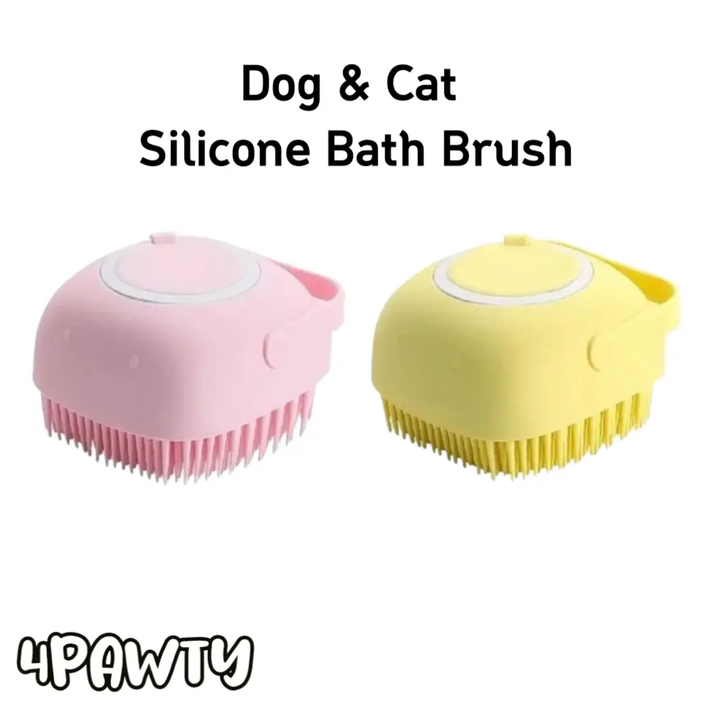 4Pawty Dog&Cat Bath Brush Soft Silicone Shampoo Dispenser Brushes Rubber Bathing Brush Pet Grooming Puppy Cats Shower Hair Fur Grooming Cleaning Scrubber for Short/Long Hair