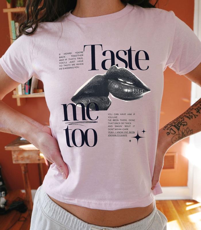 Retro Sabrina Carpenter baby tees, Sabrina Taste Music Unisex Cotton T-Shirt, Sabrina Carpenter Outfit, Sabrina Concert Merch trending top, croptop outfit, basic tops, tee shirt, baby tees 4