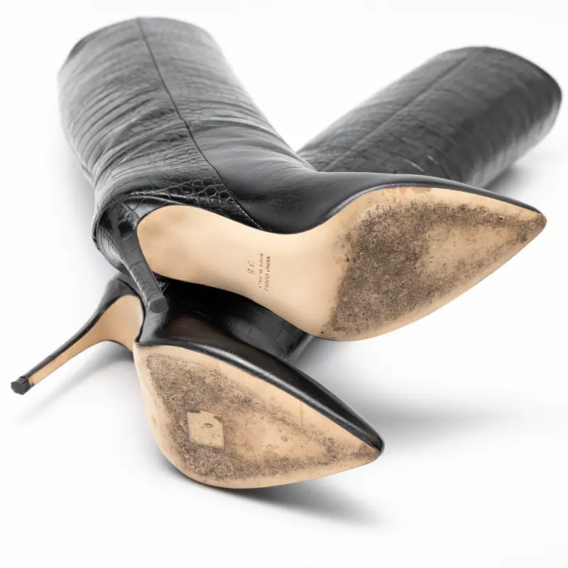 Preowned Paris Texas Slip on Calfskin Leather Black Crocodile Print 38 IT All Seasons Excellent condition 7