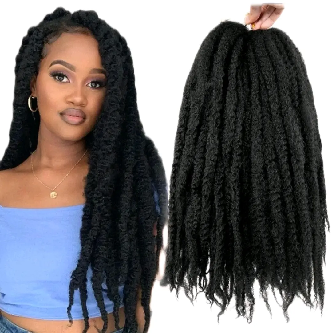 4 parks 20 inch Afro Kinky Curly Twist Crochet Braid Ombre Synthetic Braiding Hair Extension 300 grams Color 1b