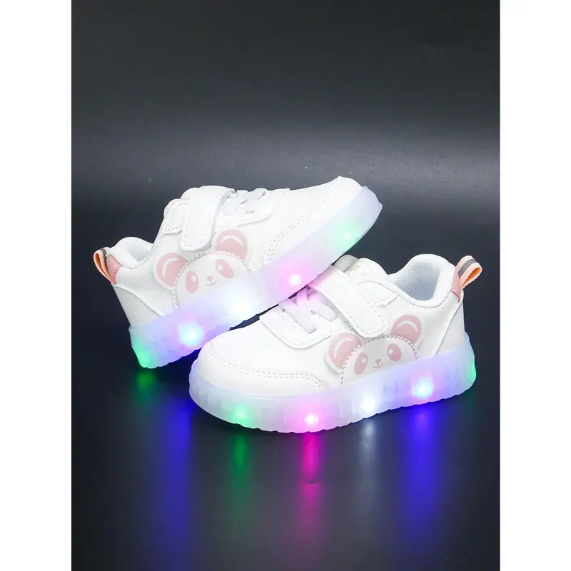 6 Pairs Of Fashionable All-Season Baby & Toddler Girls Shoes, PU Leather Material, White Sneakers, Casual Flats, Cartoon Animal Pattern, Shoe Size 13.5-18.1cm 3