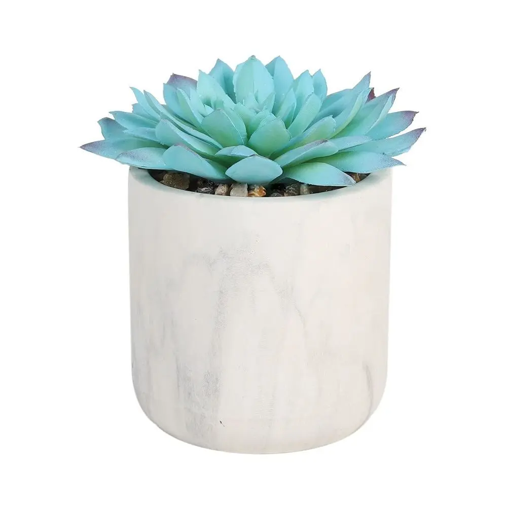 Artificial Blue Succulent in White Pot