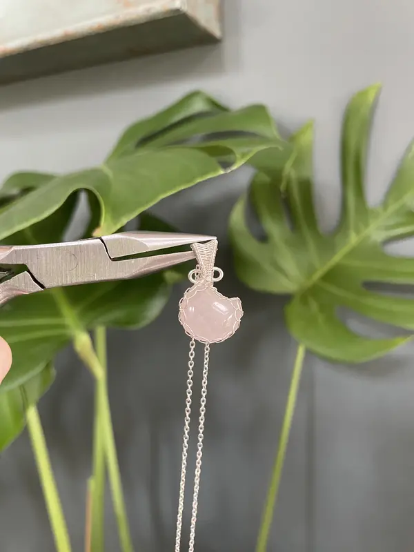 Rose Quartz Moon Crystal Necklace | 925 sterling silver | Crystal Necklaces | Silver Necklaces | Everyday Silver Jewellery | Semi Precious Stones | Crystal Jewellery | Ethereal Jewellery | Moon Necklace | Everyday Jewellery | Perfect Gift | 2