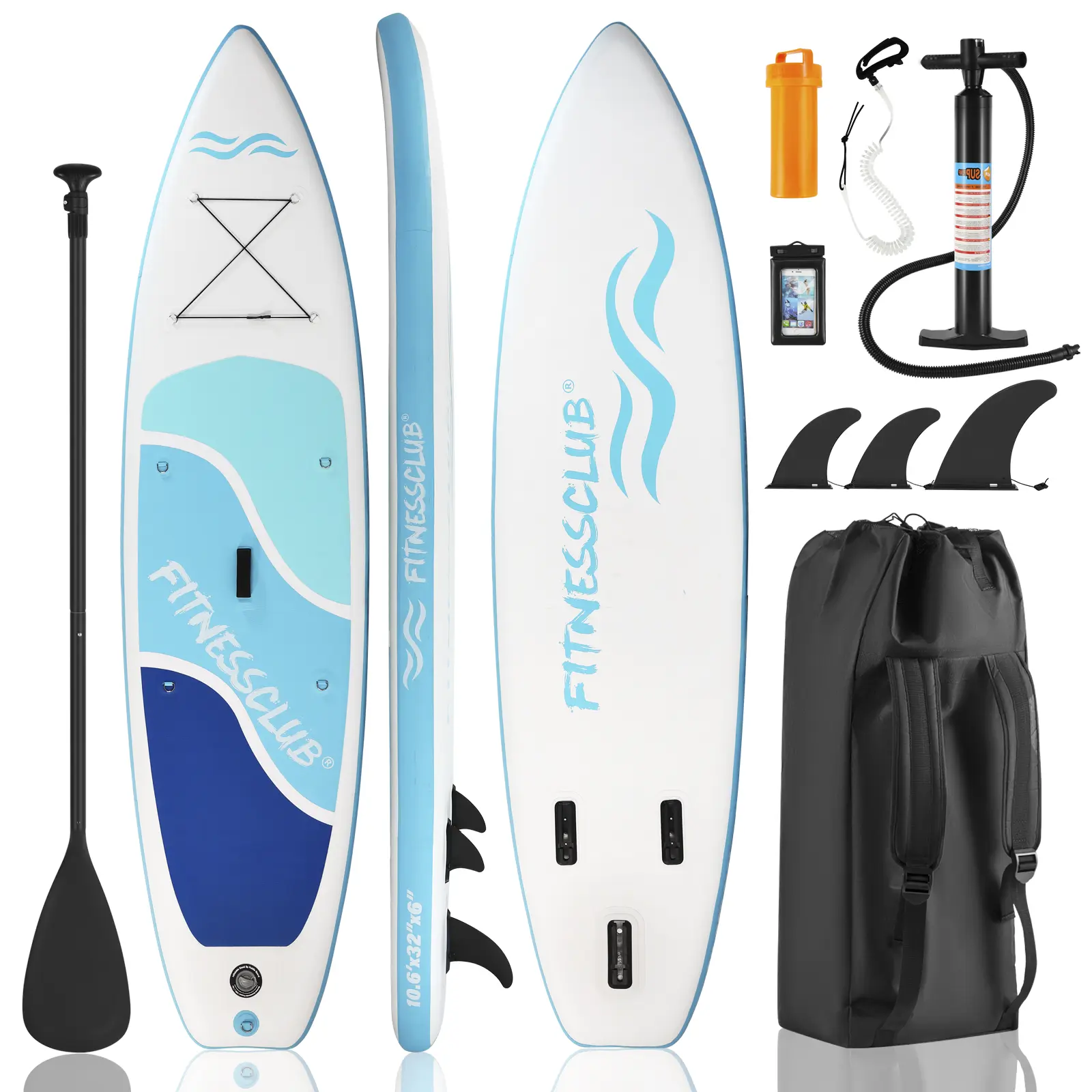 Stand Up Paddle Board Premium SUP Accessories & Carry Bag | Wide Stance, Bottom Fin for Paddling, Surf Control, Non-Slip Deck | Youth & Adult Standing Boat