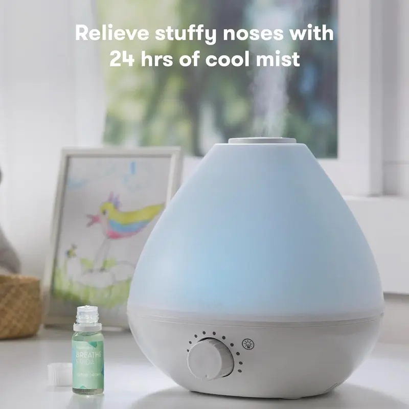 2024-New  3-in-1 Cool Mist Humidifier for Baby | Diffuser + Nightlight, Baby Humidifier for Bedroom, Nursery + Large Rooms, Quiet, Auto Shut Off, Runs 12+ hrs 1