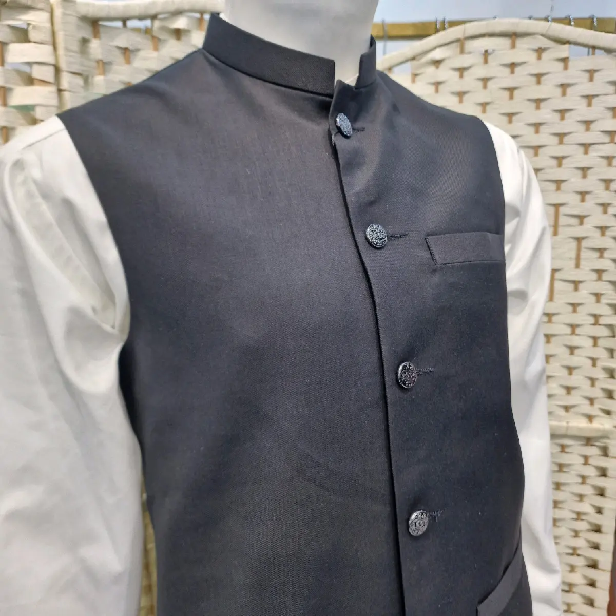 black plain waistcoat