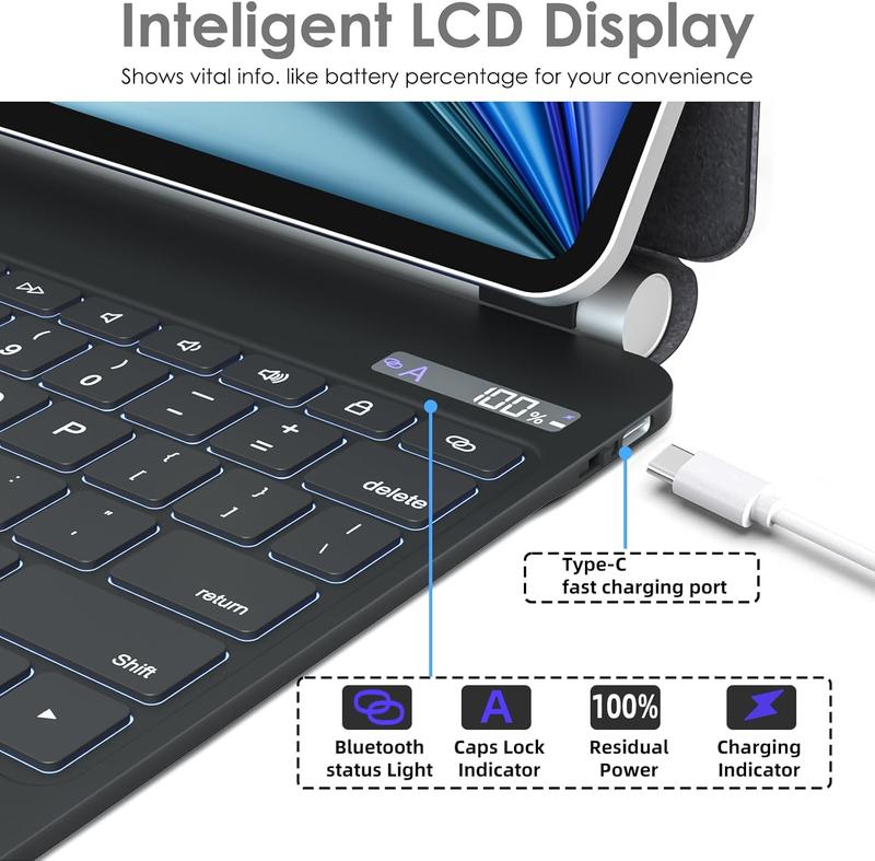 Magic Keyboard for Apple iPad Air 11" (M2) 2024, Air 5th/4th Gen, Magnetic Floating Stand, Precision Multi-Touch Trackpad, Backlight, for iPad Pro 11" (4th - 1st) Tablet Portable  Accessories Automatic 6