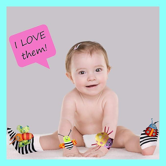 Foot Finders & Wrist Rattles for Infants Developmental Texture Toys for Babies & Infant Toy Socks & Baby Wrist Rattle - Newborn Toys for Baby Girls Boys - Baby Boy Girl Toys 0-3 3-6 6-9 Months 5