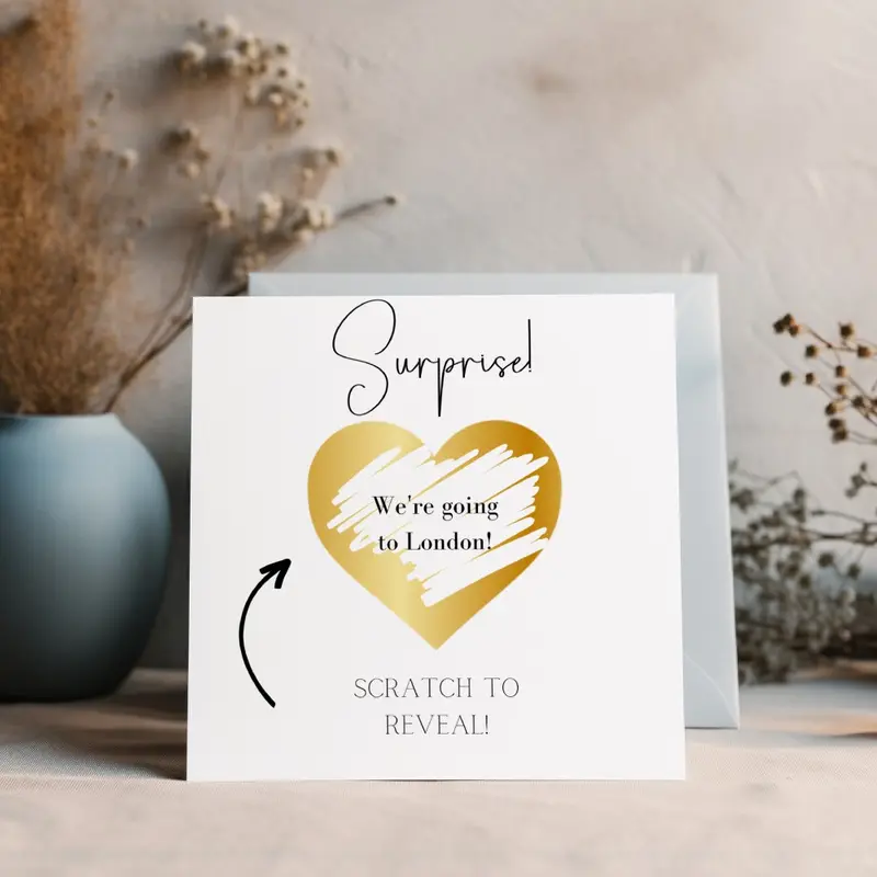 Personalised Surprise Scratch Off Card - Premium Quality 6x6 Card with White Envelope 1