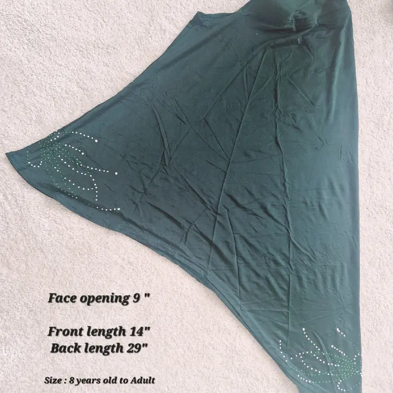 Muslim Girls Women Instant Hijabs Pull On Scarf, Super soft and Stretchy material. Size 3 years to Adult, studs fancy work, durable studs, comfortable, lightweight 1