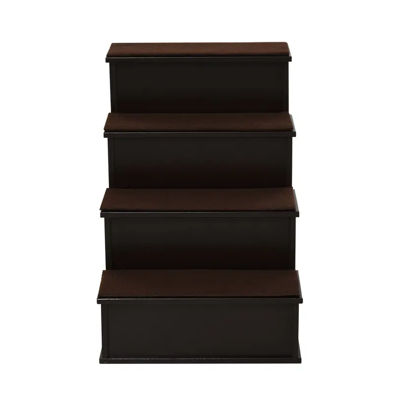 PawHut 4 Step Cushioned Pet Stairs Ramp Steps for Dogs, Cat Ladder for Bed Couch with Non-Slip Carpet, 40 x 59 x 54.2 cm, Dark Coffee 7