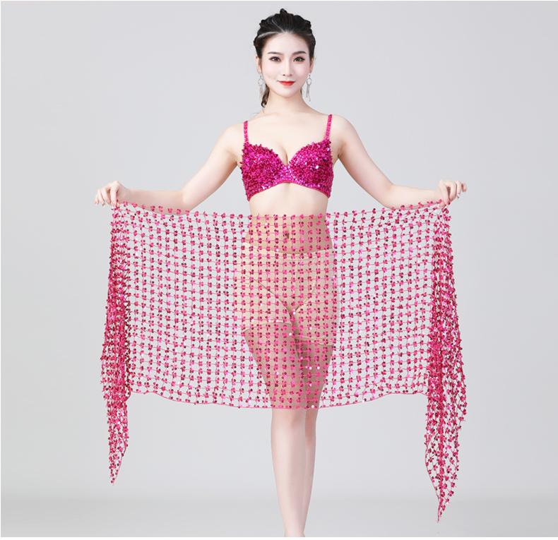 Product Introduction of Hollow belly dance hip scarf Wemen scarf dance sequins Arabic Latin hip scarf sexy belly dance belt wrap skirt 12 colors 15