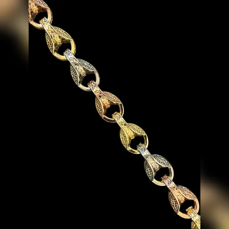 15mm Gold Tri Colour Tulip Bracelet 9 Inch 2