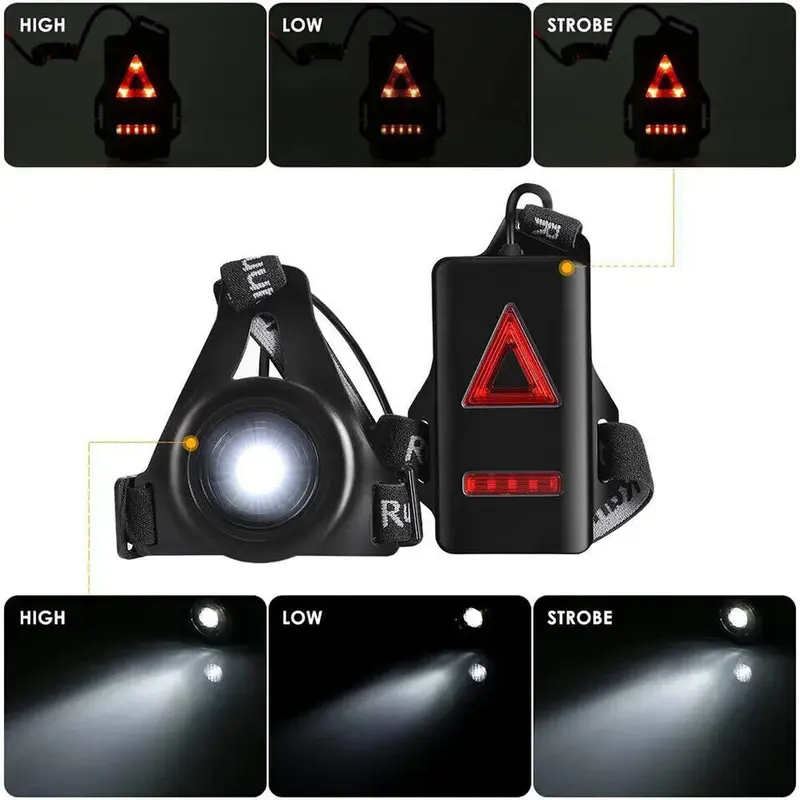 Waterproof Night Running Light, USB Rechargeable LED Chest Light Safety Wearabl 6
