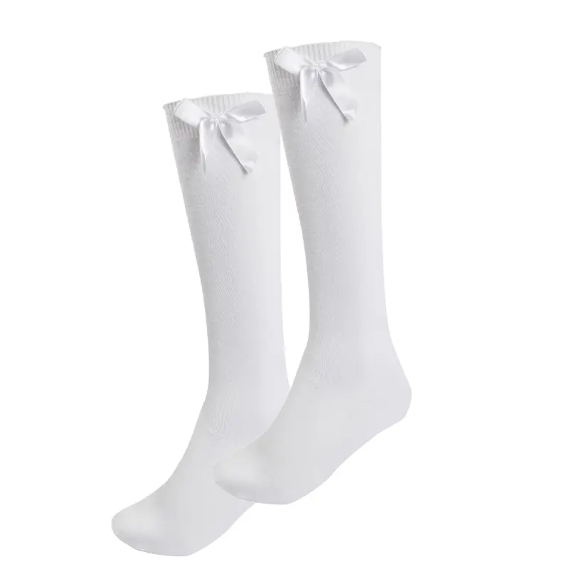 6-12 Pairs of Girls Knee High Long School Socks with Bow | Girls Party Socks 4