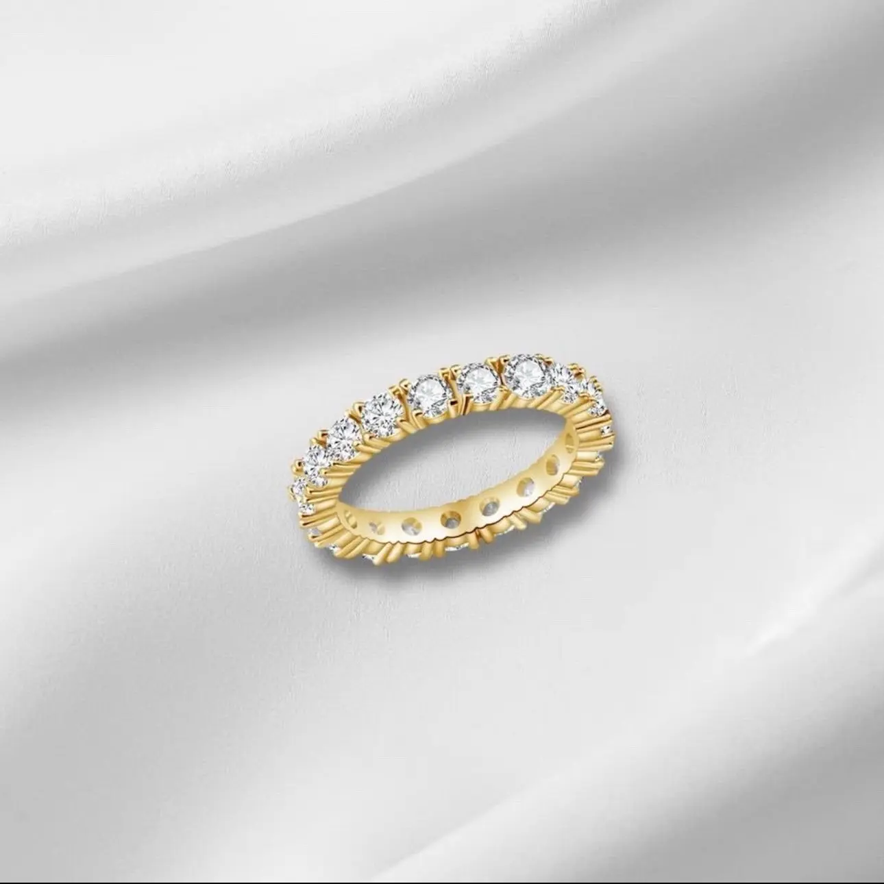 F Ring Rhinestone Gold