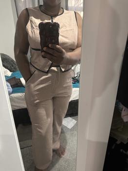 Product Review of YOZY Two-piece Set Women's Contrast Binding Button Front Vest Blazer & Wide Leg Pants, Elegant Fashion Casual Outfits for Daily Outdoor Wear, Women Clothing for Spring & Fall，Valentine's Day Gift for Girl from M**e A**a 0