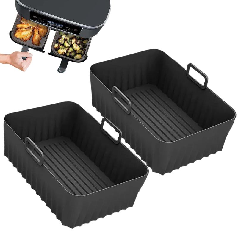 All Simple 2-pack Silicone Air Fryer Liner, Rectangle Reusable Air Fryer Liner BPA Free Silicone, Air Fryers Accessory For Home Kitchen Accessories Universal Fit 8.5 - 9.5L Each 7