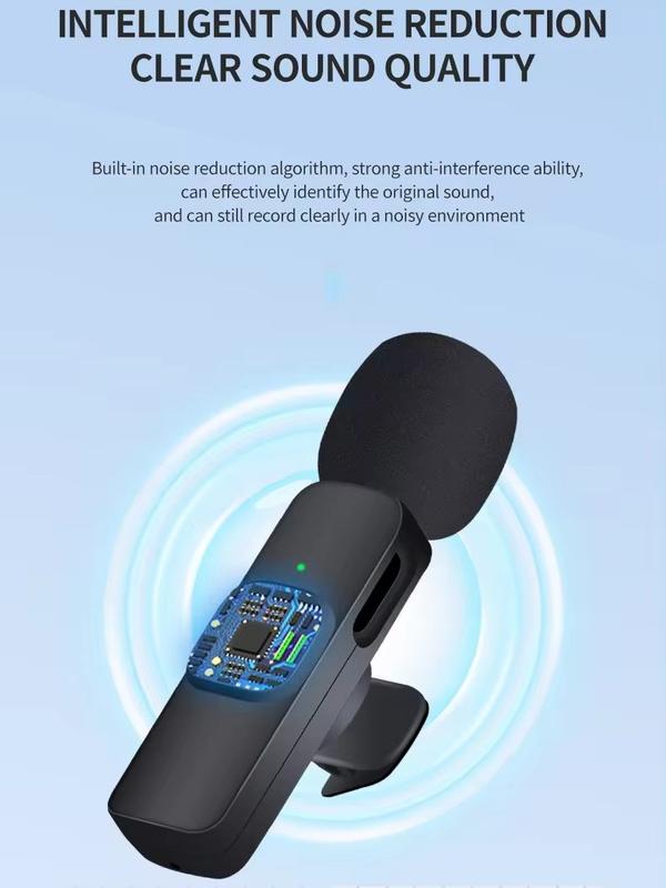 Portable K9 Wireless Lapel Microphone Professional Podcast multimedia HD Rechargeable microphone for Iphone Android 1