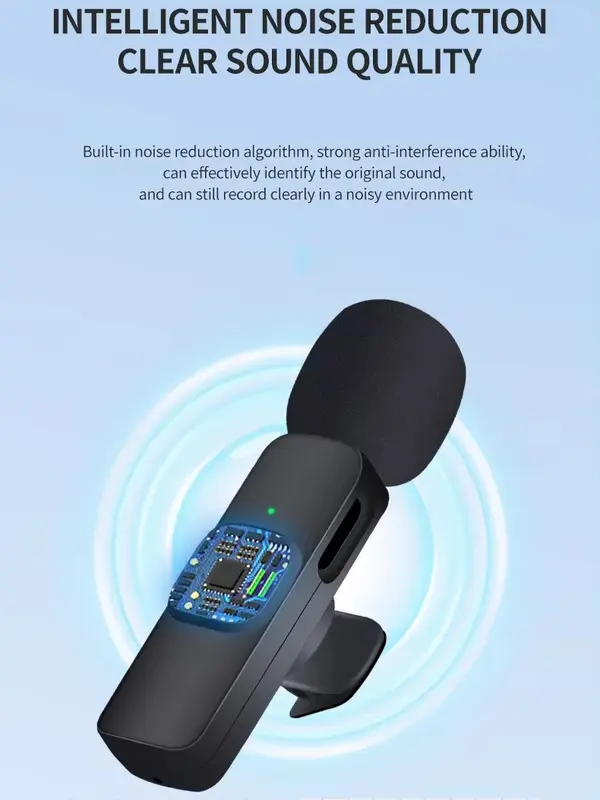 Portable K9 Wireless Lapel Microphone Professional Podcast multimedia HD Rechargeable microphone for Iphone Android 1