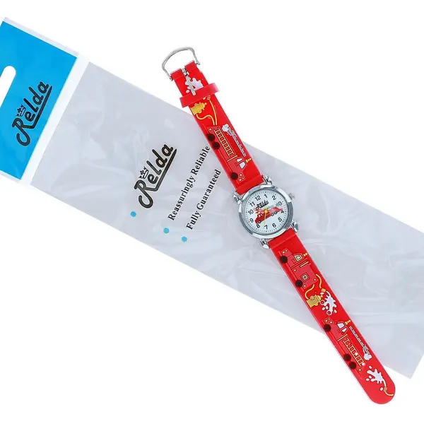 Relda Children's Analogue 3D Fire Engine Red Silicone Strap Boy's Watch REL48 3