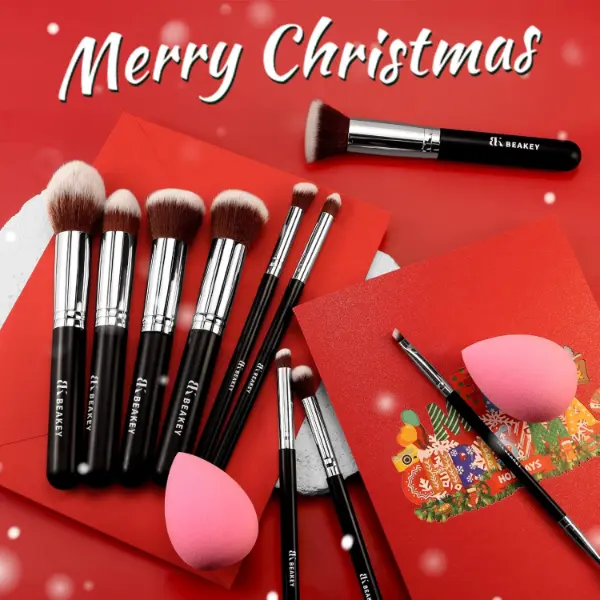 BEAKEY Diversity Make up Brushes 12Pcs Makeup Kit with 2pcs Blender Sponges - Cosmetic 1