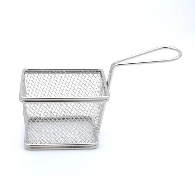 Buckingham Mini Serving Basket Rectangular for Fries Nuts Tenders Appetiser Stainless Steel Kitchen Organiser for Snacks, Sides, and Table Presentation 1