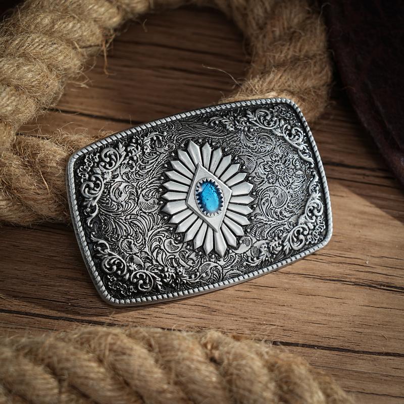 Product Introduction of Western Belt Buckle Initial Vintage-Cowboy Rodeo Silver Large Belt Buckle for Men Women 3