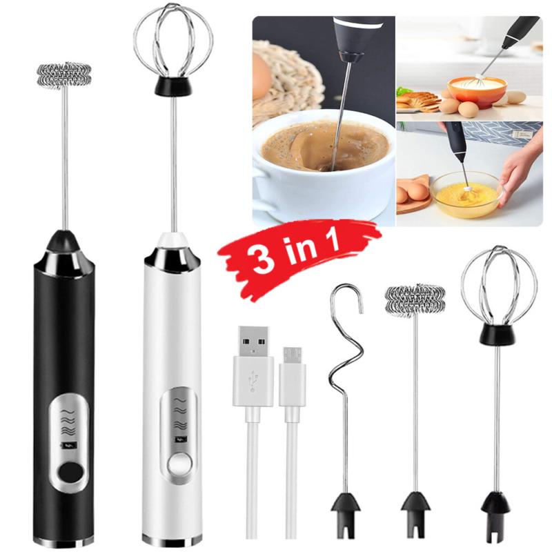 ⭐[Delivery In 2-3 Days]⭐Rechargeable Electric Milk Coffee Frother Whisk Egg Beater Handheld Frappe Mixer 2