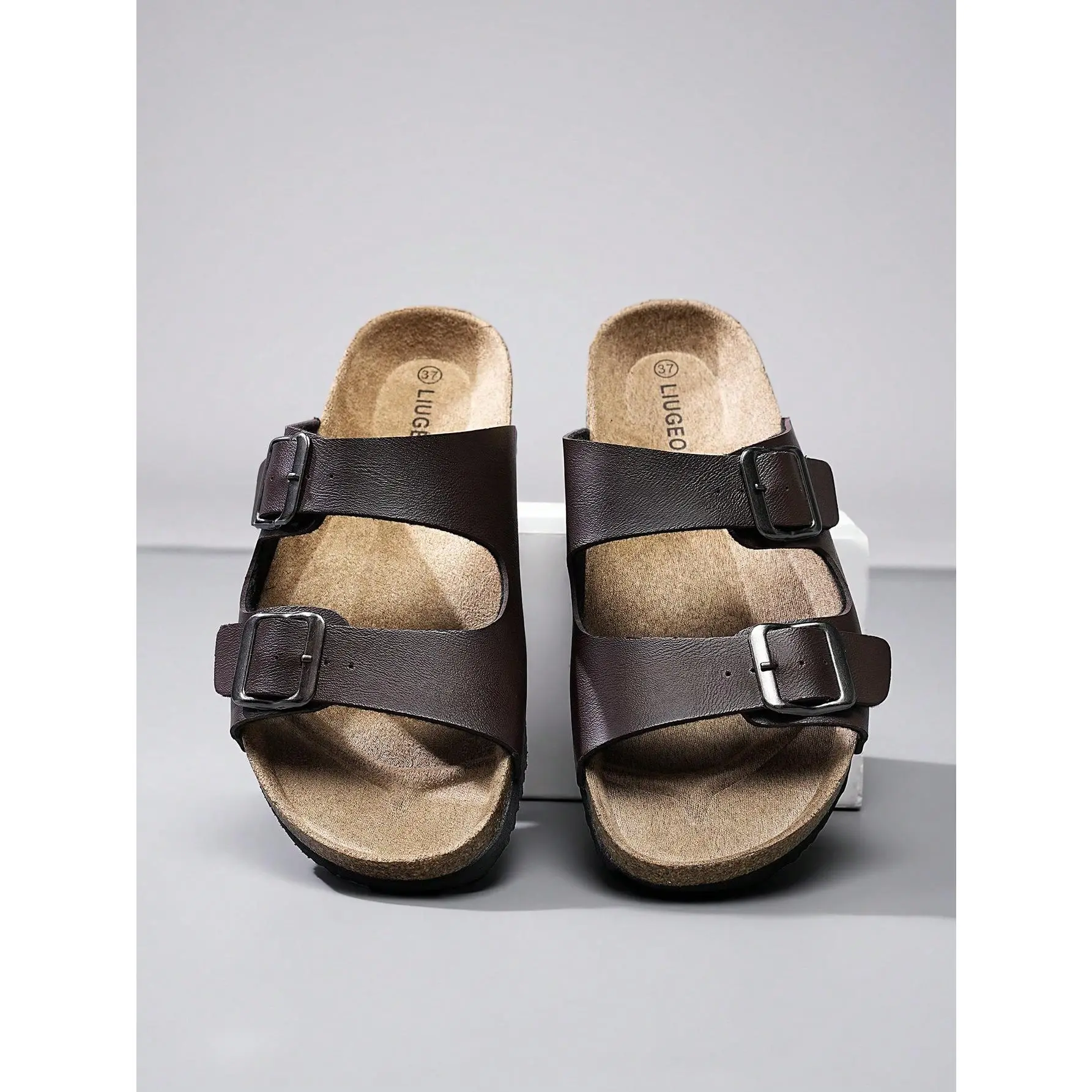 Men's Fashionable Soft Cork Sole Slip-On Mules Slippers With Comfortable Insole, Summer Outdoor Beach Walking Sandals, Unisex Couples Shoes Footwear Boy Leather Nail Weight Bedroom Dance Multicolor