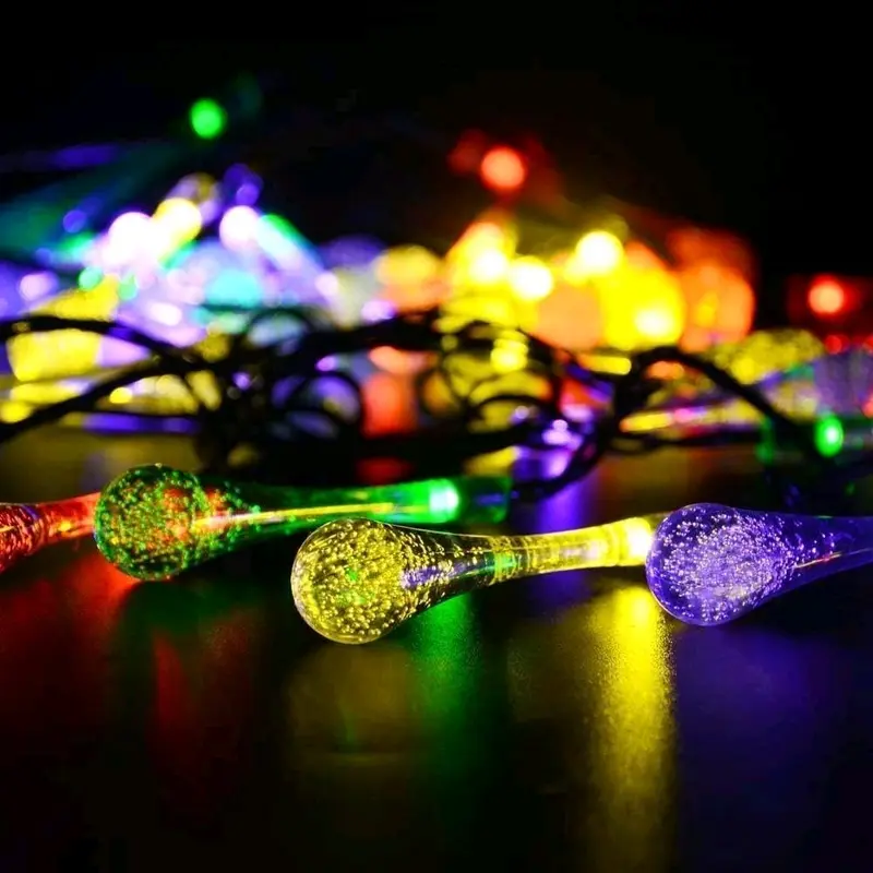 50 LED Teardrop Solar Lights Outdoor Garden Waterproof, Multicolor Solar String Lights, 22.6Ft/6.9M Length 6