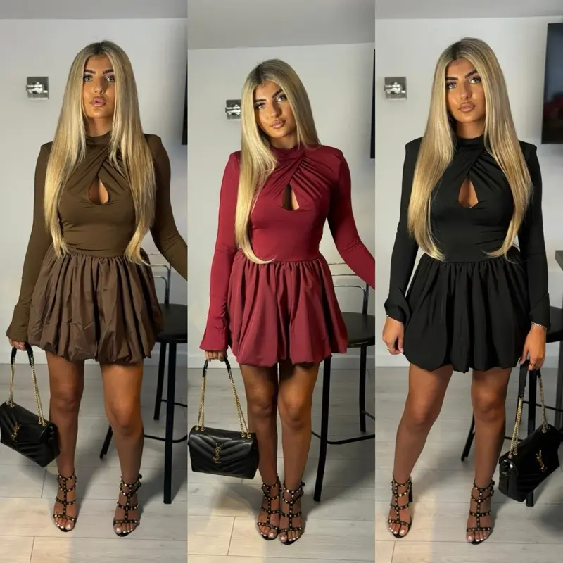 Brown, Burgandy & Black Dress