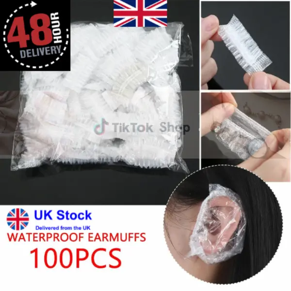 100x Disposable Waterproof Ear Cover Bath Shower Salon Ear Hair Dyeing Tool colour  b4