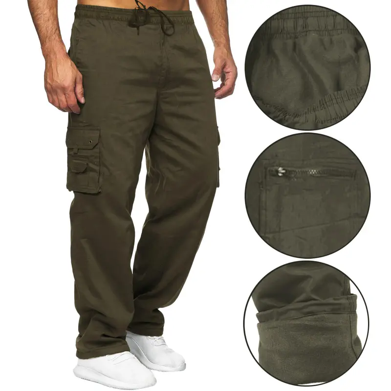 Mens Thermal Fleece Lined Elasticated Cargo Combat Work Walking Trousers Pants Fabric Menswear 3