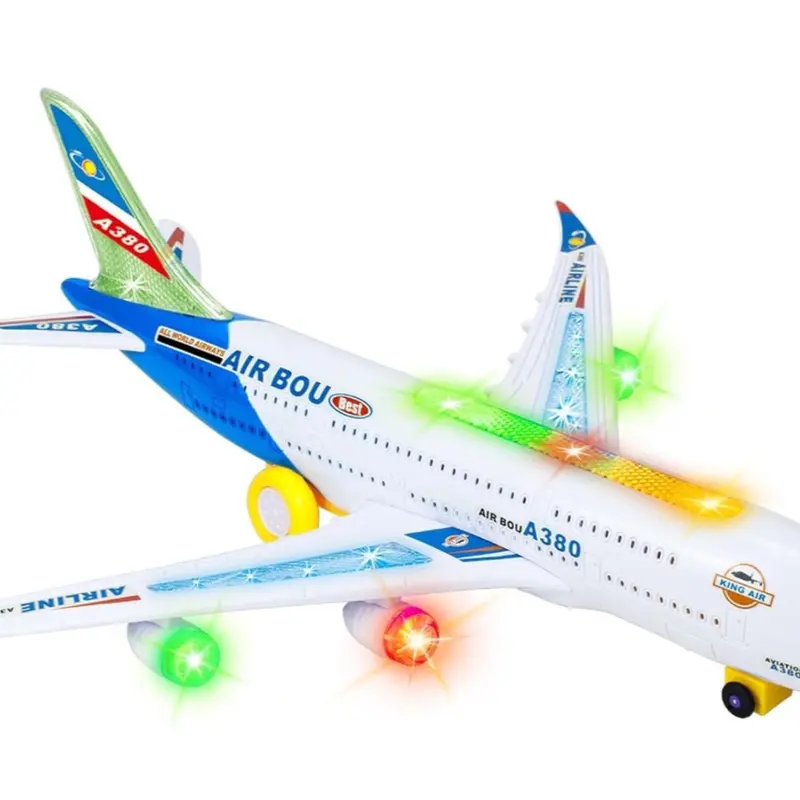 Airplane Toy Kids Airbus A380 Large & Small Size Aeroplane Toys Electric with Flashing Lights LED & Music Bump & Go Educational Toys For Toddlers Children Boy & Girl Best for Birthday Christmas Gifts Present 4
