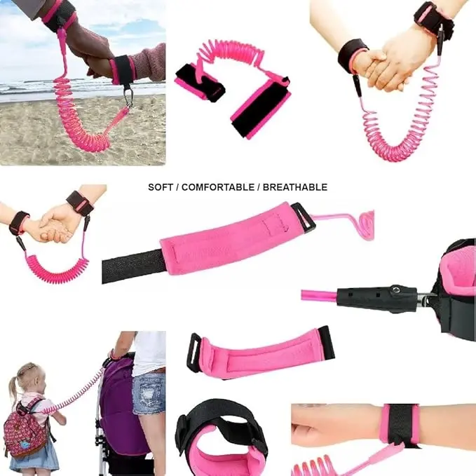 Anti Lost Wrist Link Belt for Toddlers Safety Leash Boys & Girls – Soft Comfortable Breathable Wrist Reins 1.5m for Travel & Walk –Wrist Reins for Toddlers, 360 Degree Rotating 6