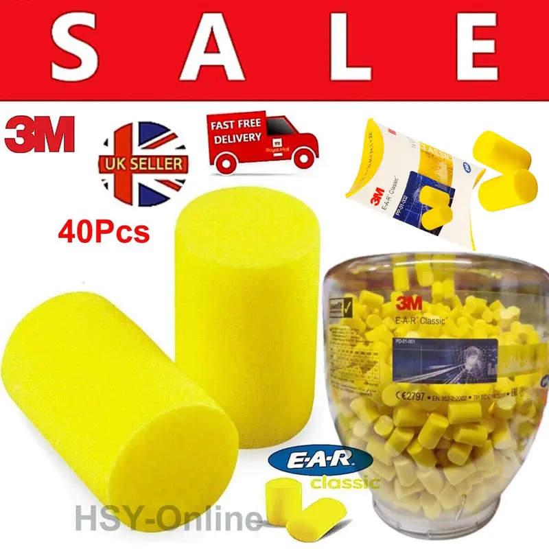 20 Pairs 3M EAR Classic Foam Ear Plugs Factory Sealed 100% Hygienic Noise Reduction for Sleep, Travel, Work, and Study Comfortable and Reliable Ear Protection 3