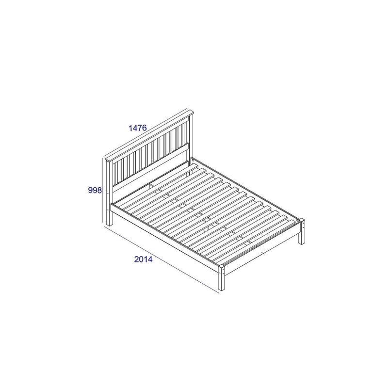 Solid Pine Double Bed Frame Arctic White Finish Antique Waxed Headboard 4
