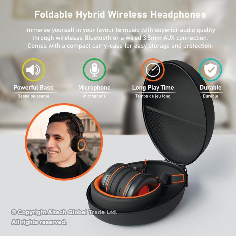 Foldable Hybrid Wireless Headphones Audio Cable Durable Earphones Earbud Adjustable Bluetooth Charging Microphone Plug 8