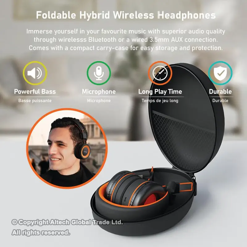 Foldable Hybrid Wireless Headphones Audio Cable Durable Earphones Earbud Adjustable Bluetooth Charging Microphone Plug 8