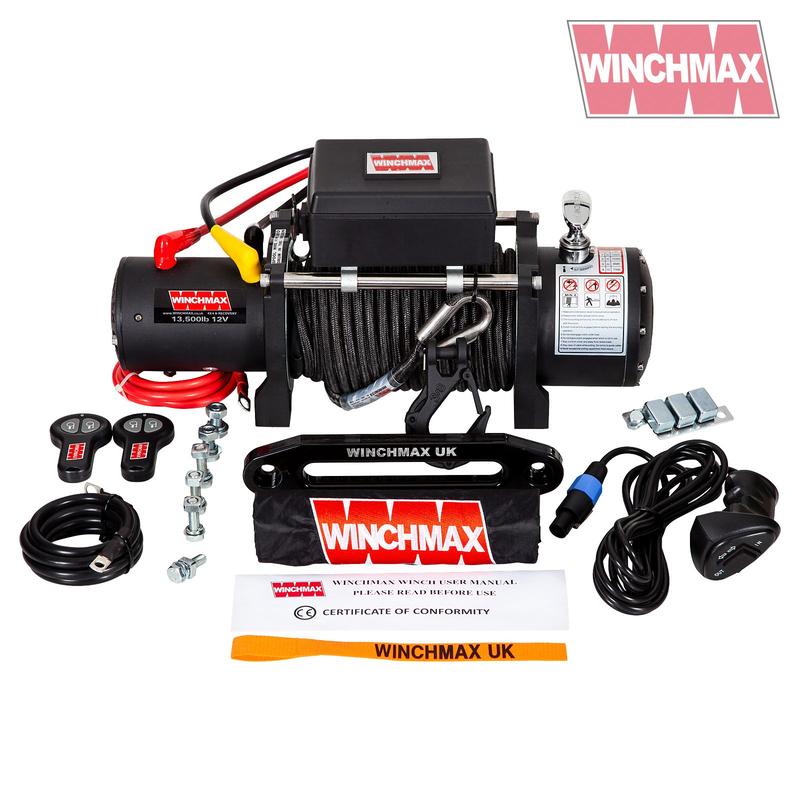 13,500lb (6,123kg) 12v Military Grade Winch. Defender Bumper, 25m x 10mm Armourline Rope, Remote Controls. 1