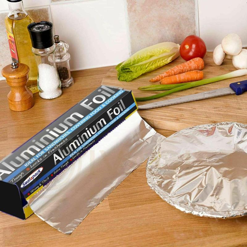 Sealapack Aluminium Foil Silver Premium Heavy Duty Ready To Use Cookware Thick Disposable Versatile Durable and Food Safe For Kitchen Catering Cooking 290mm x 15m 1