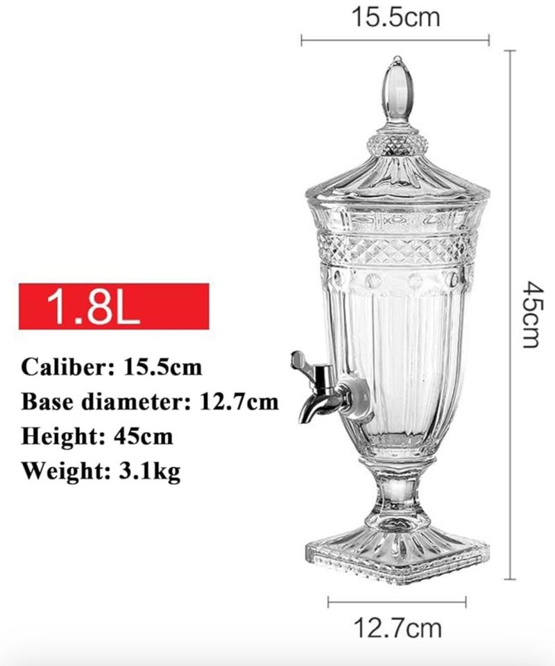 Product Introduction of Vintage Glass Drink Dispenser with Spigot and Lid - Antique Style Drinkware Jugs Sturdy soda toasty maker 1