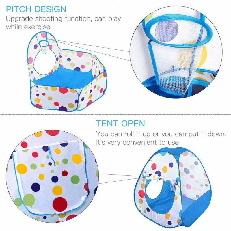 3 in 1 Kids Play Tent Baby Tunnel Ocean Ball Pit Toy Playhouse Indoor Outdoor UK 7