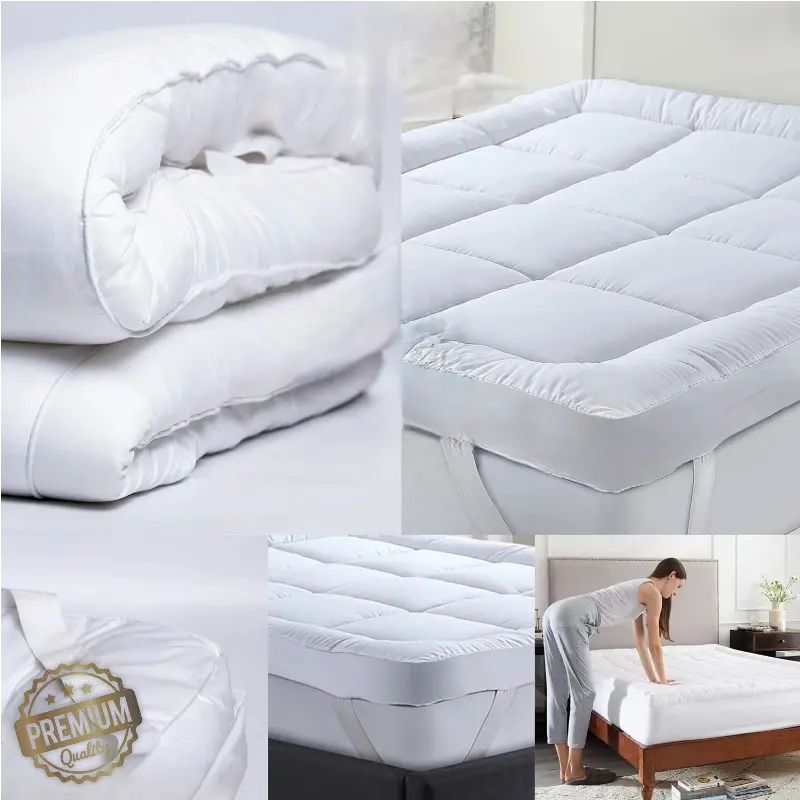 Trending Mattress Topper 10cm Deep Hotel Quality Mattress Pad - Upgrade Your Comfort Today - Matress Topper Super Soft Elasticated Corner Straps All UK Sizes Mattress Pad Topper 1